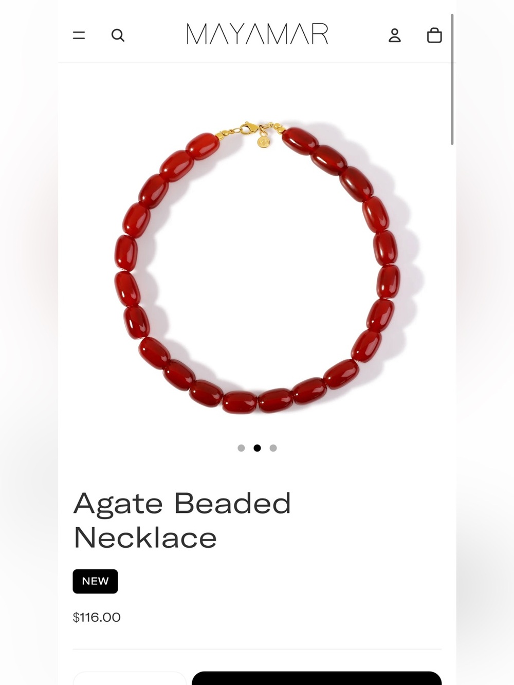 Mayamar genuine Agate Beaded Necklace - Red